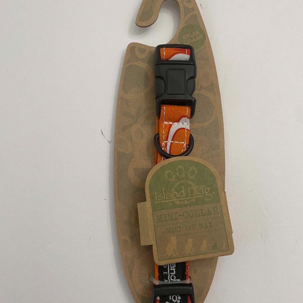 NEW "Island Dog" Collar for Mini Size Dog or Cat Orange & White Hawaiian Print
